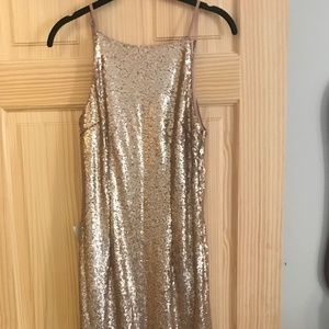 Lulu's Champagne Sequin Maxi Dress (Never worn)